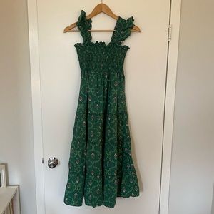 Hill House Nap Dress in green floral print, XS